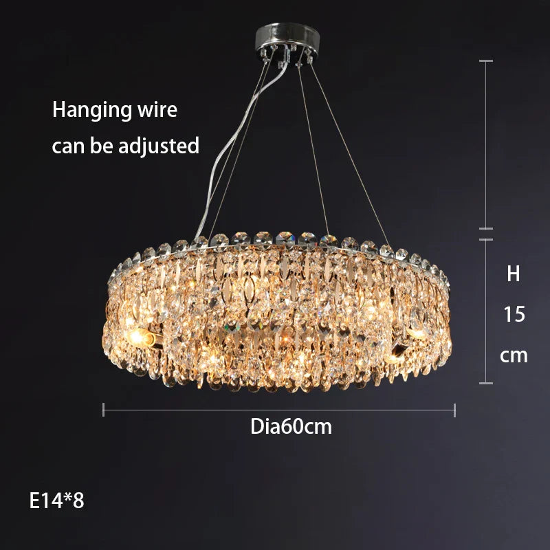 New Light Luxury K9 Crystal Chandelier - Chrome Elegance for Living, Dining, and Bedrooms