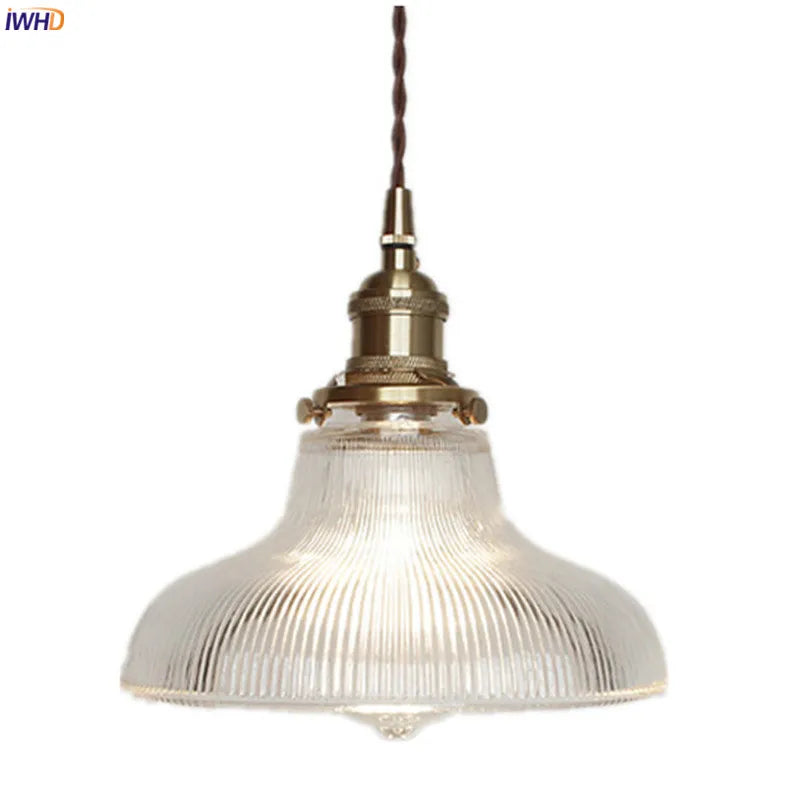 Nordic Style Copper Pendant Light Fixtures - Modern Glass Hanging Lamp for Kitchen, Dining, and Living Spaces