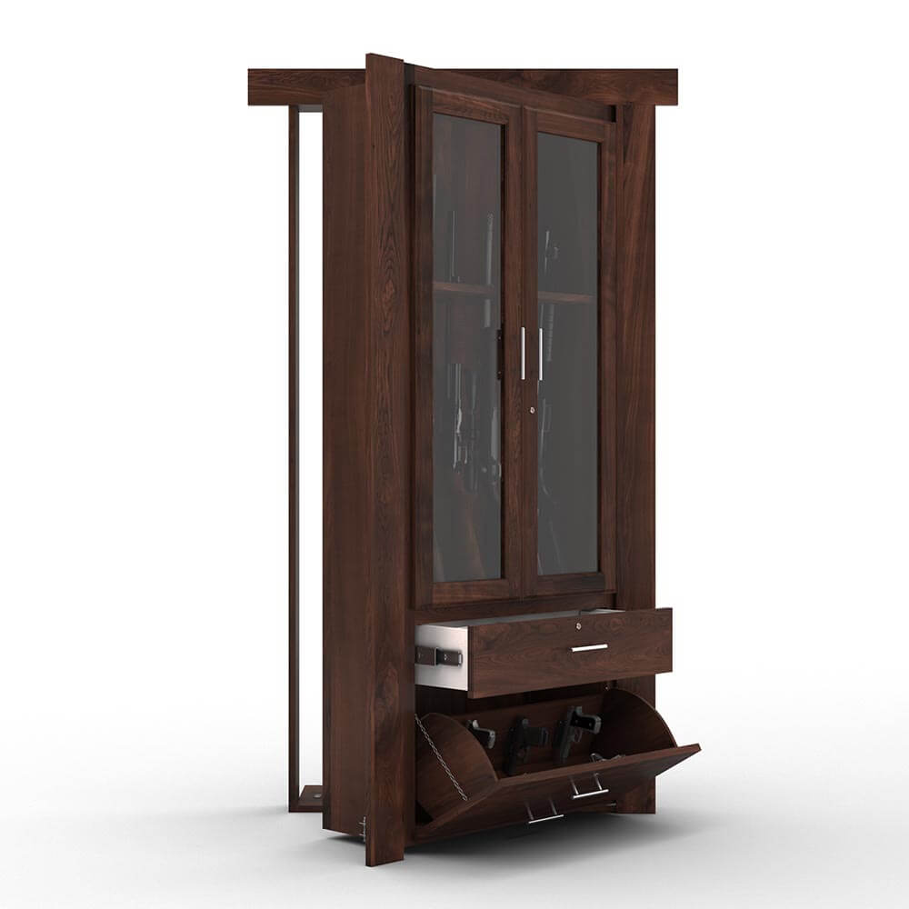 Hidden Flush Mount Maple Gun Cabinet Door