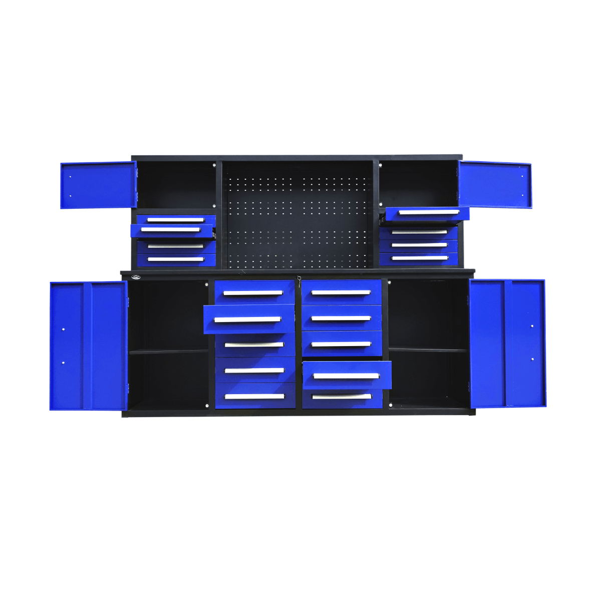 7 ft Garage Workbench Cabinet (18 Drawers & 4 Cabinets & Pegboard)