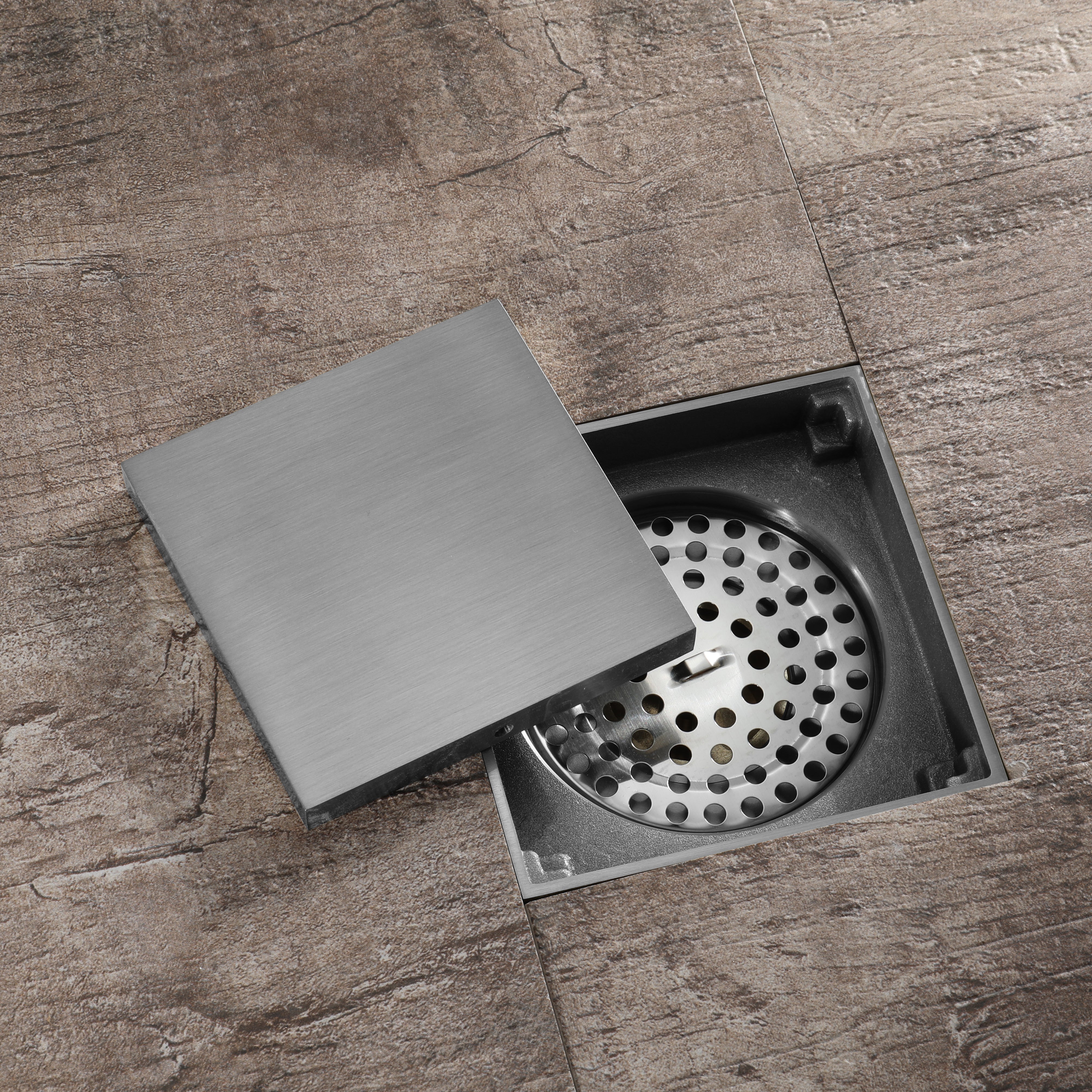 Brushed Nickel brass floor drain 4x4inch