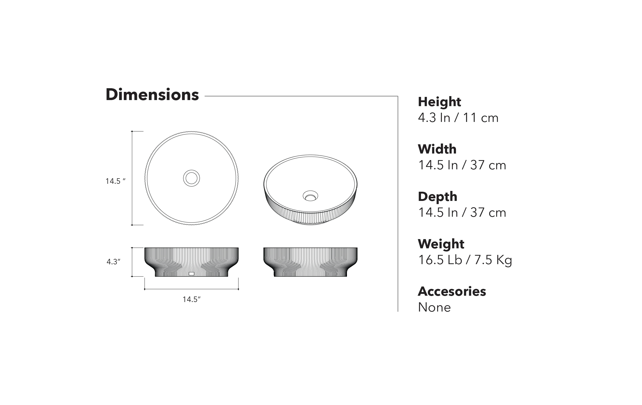 SUTOL01 14.5'' Concrete Round Vessel Sink - Bathroom