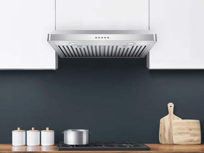 30 Inch 600 CFM Under Cabinet Range Hood with Push Button Controls - VICTORY Luna