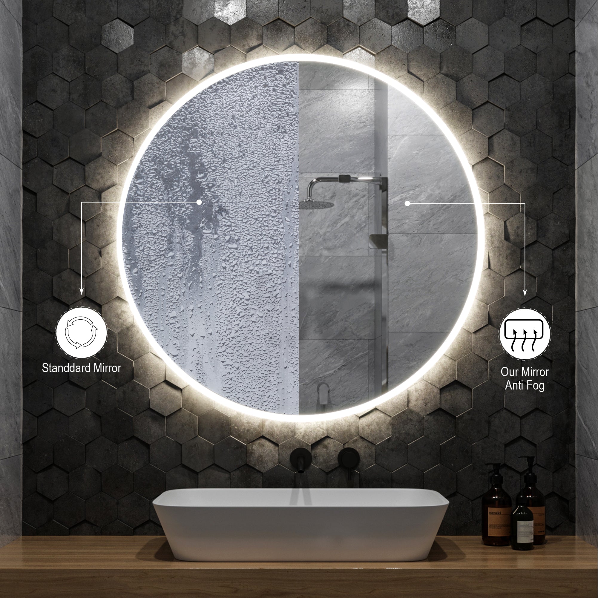Zeek 32" BackLit LED lighted  Round Bathroom Wall Mirror M-RN32 CLEARANCE*