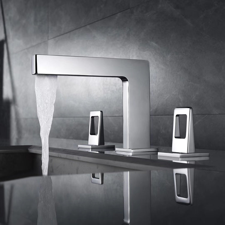 Chrome 3-Hole, Dual Handle Widespread Bathroom Faucet with Pop-Up Drain