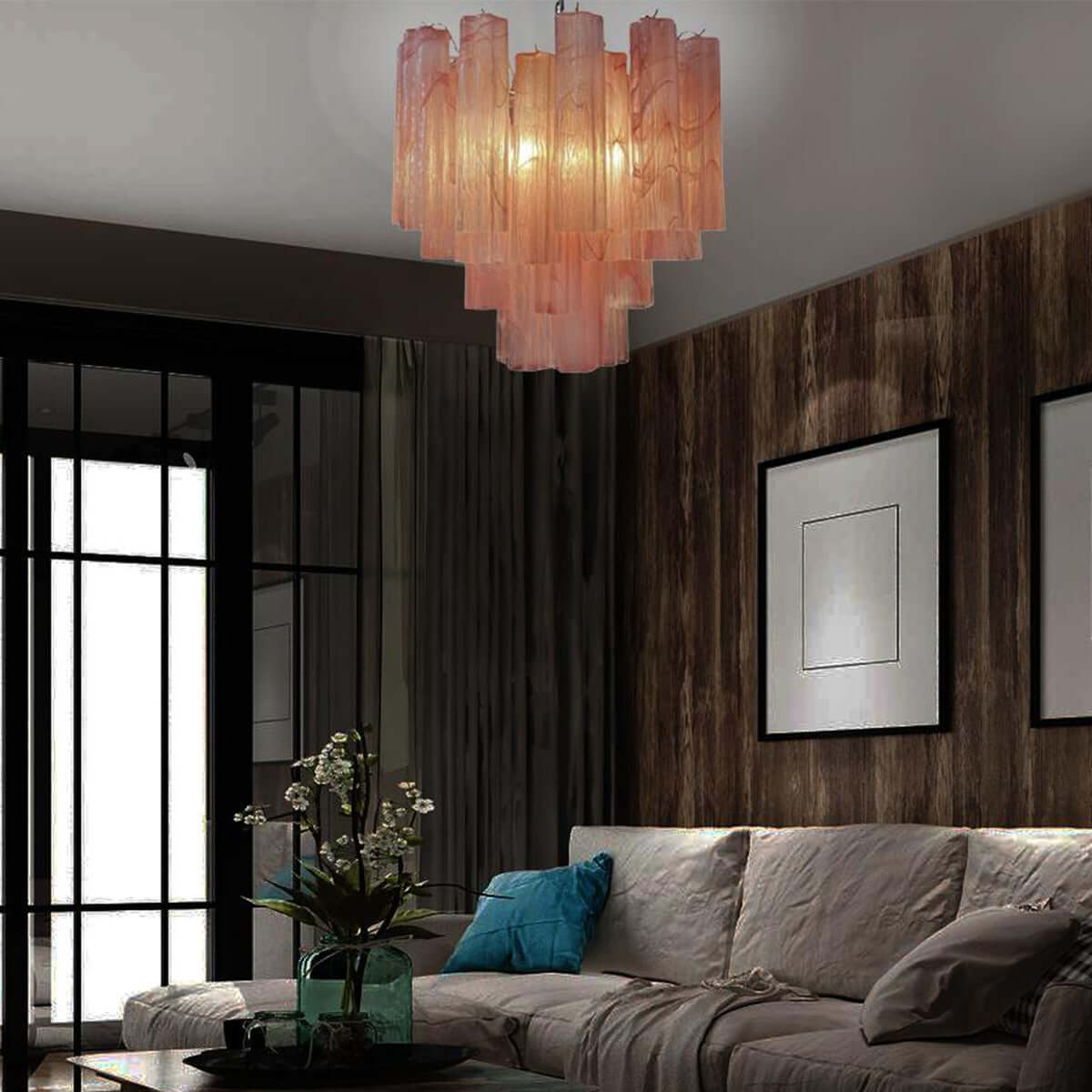 Murano Tubes Chandelier 20"