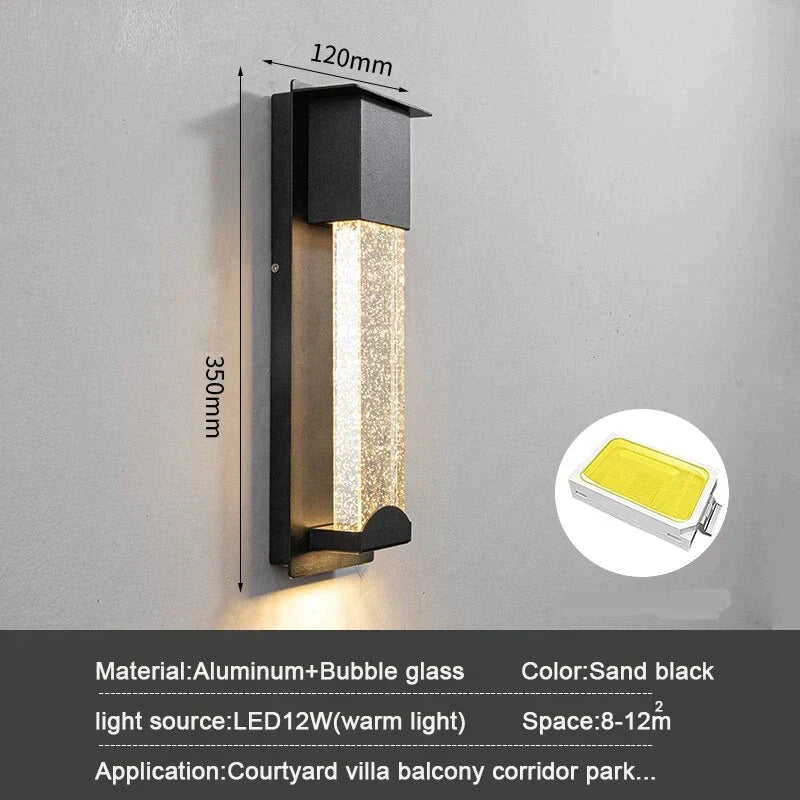 Diane's LED Wall Lighting with PIR Motion Sensor - Crystal Outdoor IP65 Waterproof Sconce for Balcony and Garden