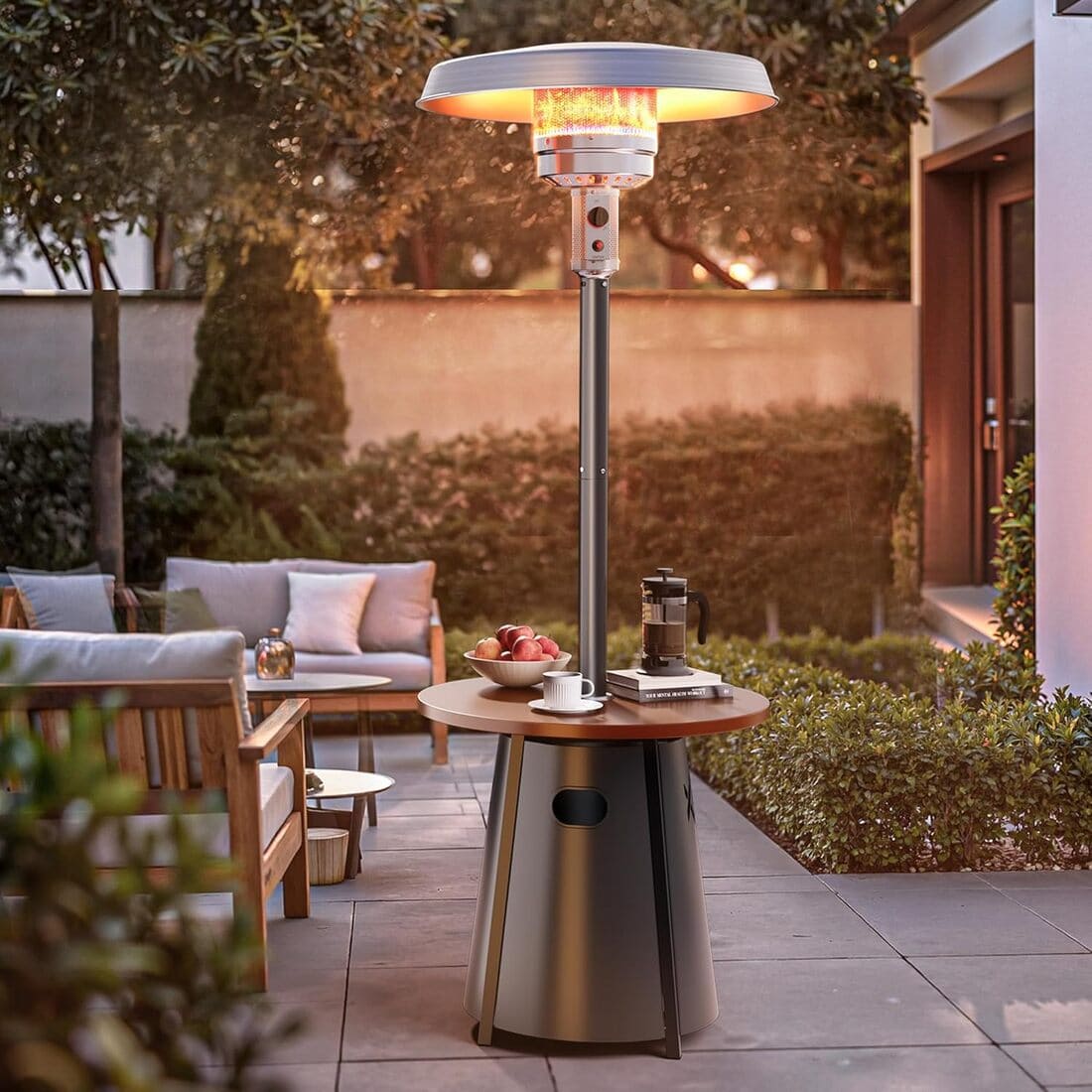 Pamapic 50,000 BTU Patio Propane Heater with 27.6" Round Table Design for Porch, Garden, Residential & Commercial Use