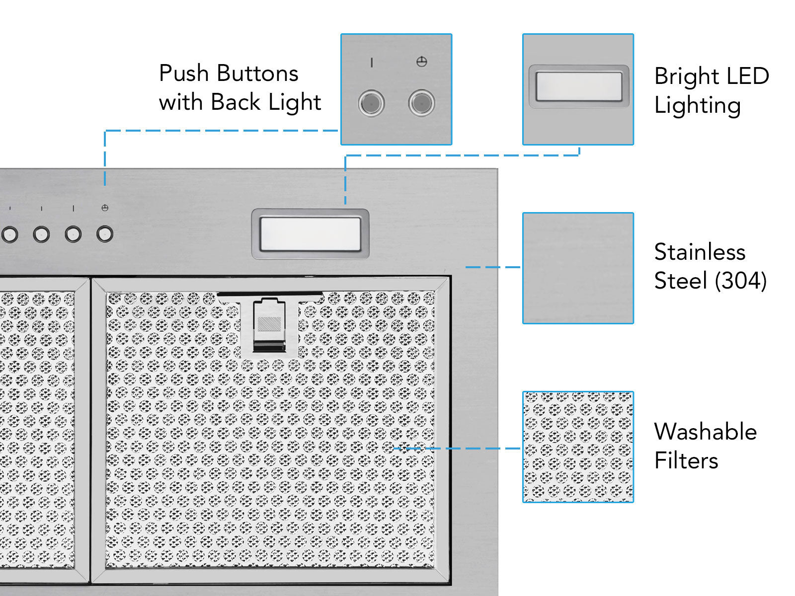 30 Inch 600 CFM Range Hood Insert - VICTORY Q1