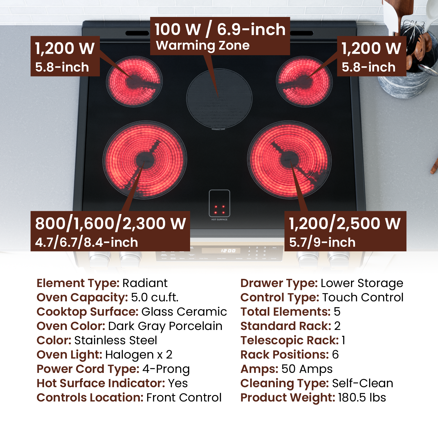 Rangaire 30" Electric Range Self-cleaning Air Fry True Convection Oven Slide-in Stainless Steel RRE303GS