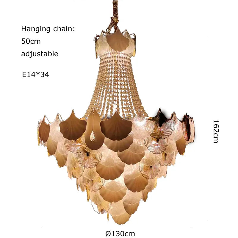 LED Art Deco Autumn Ginkgo Dimmable Hanging Lamps - Luminaire Chandelier Lighting for Dining Rooms with Lustre Suspension