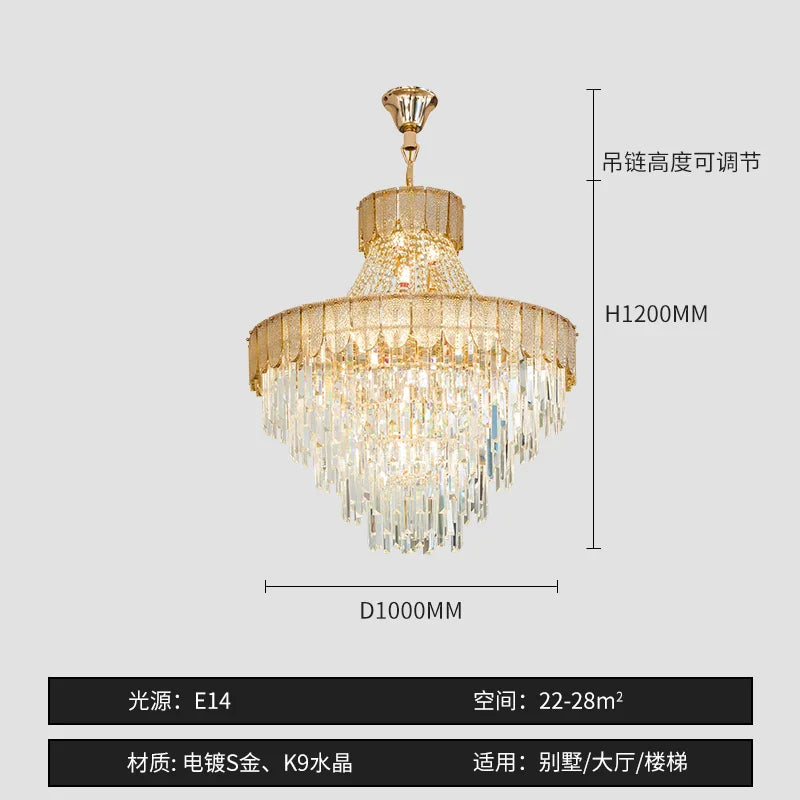 High-End Crystal Chandelier - Artistic Lighting for Living and Dining Spaces, Luxury Hotels, and Duplex Homes