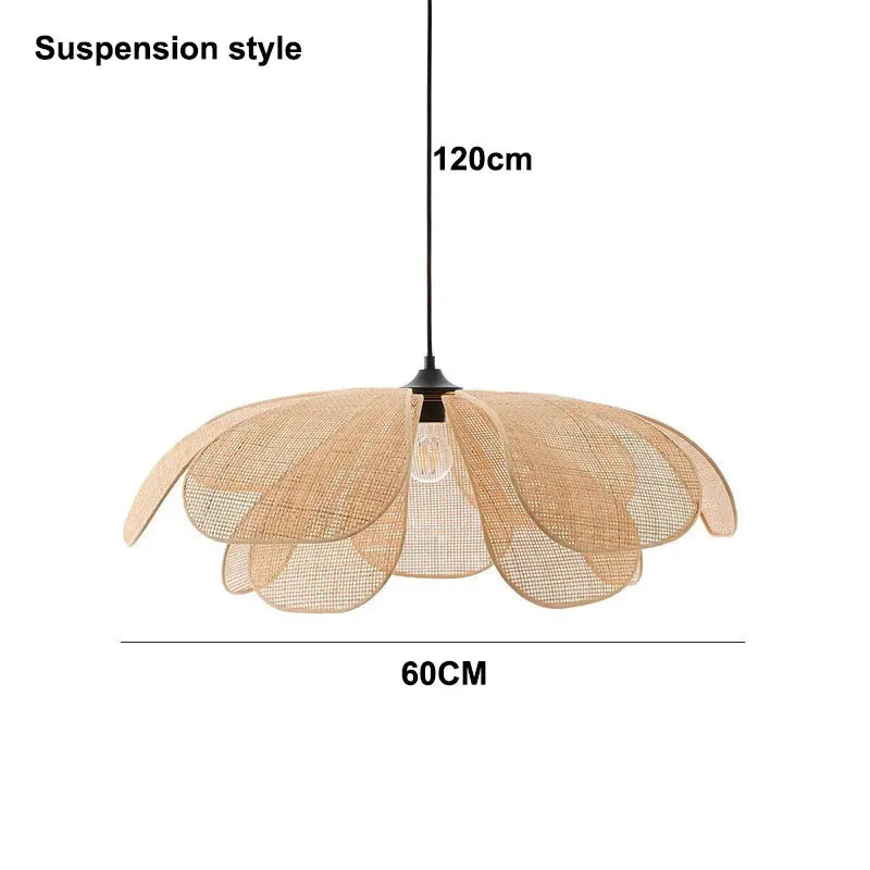 Designer Handmade Rattan Flower Chandelier - Rustic Elegance for Your Living and Dining Spaces