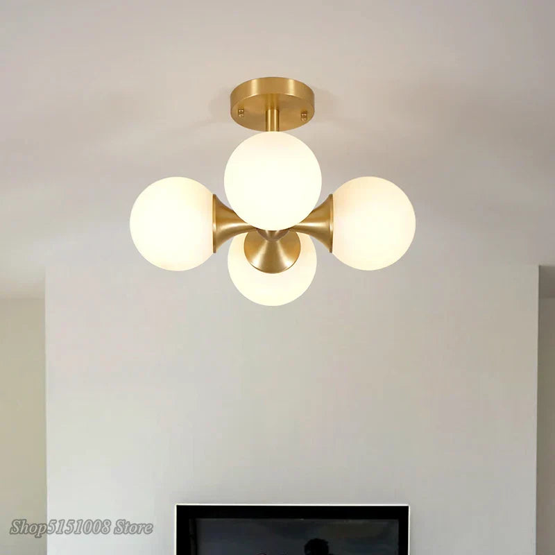 Modern LED Nordic Creative Glass Ball Ceiling Lamps - Magic Bean Bedroom Garnish Fixtures