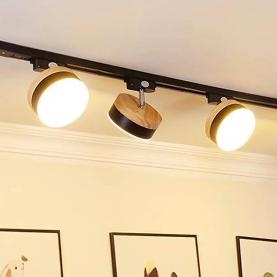 12W Nordic Wooden LED Track Light - COB Ceiling Spotlight for Home and Store Decor