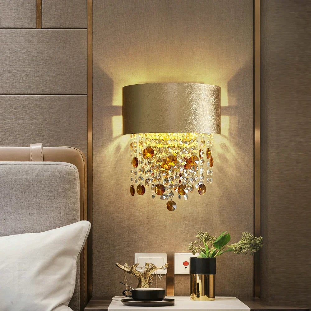 Ricardo - New Modern Bedroom Golden Retro Wall Lamp - Elevate Your Space with Luxury Crystal Lighting
