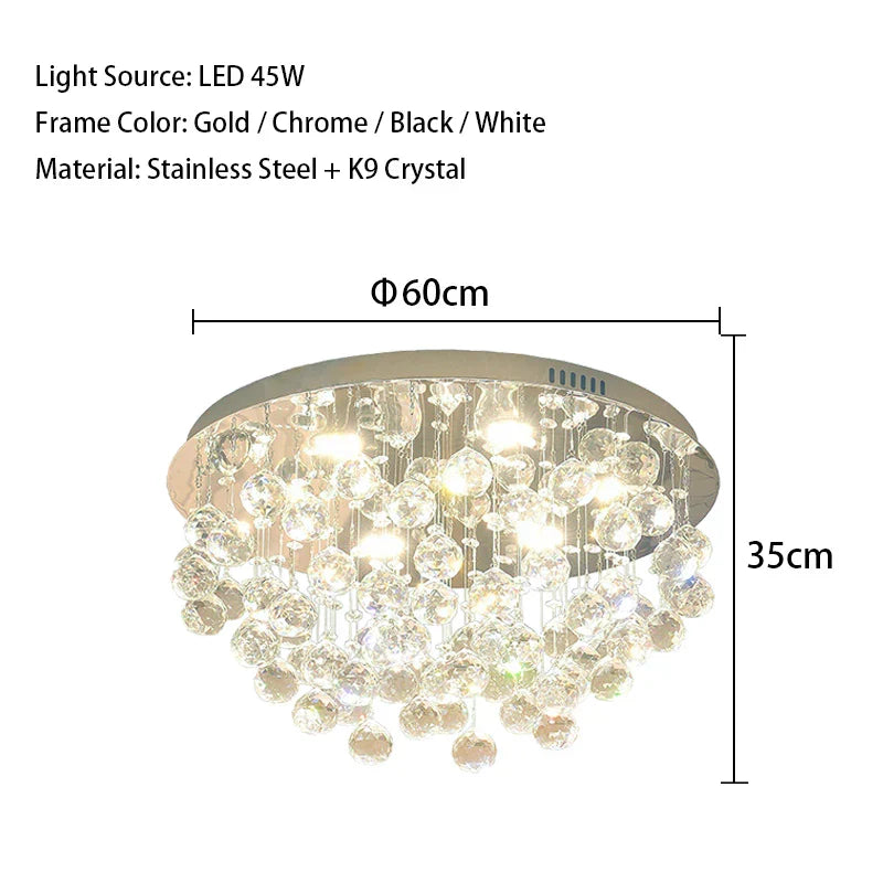 Modern LED Crystal Ball Rectangle Ceiling Lights - Contemporary Elegance for Living Rooms and Beyond