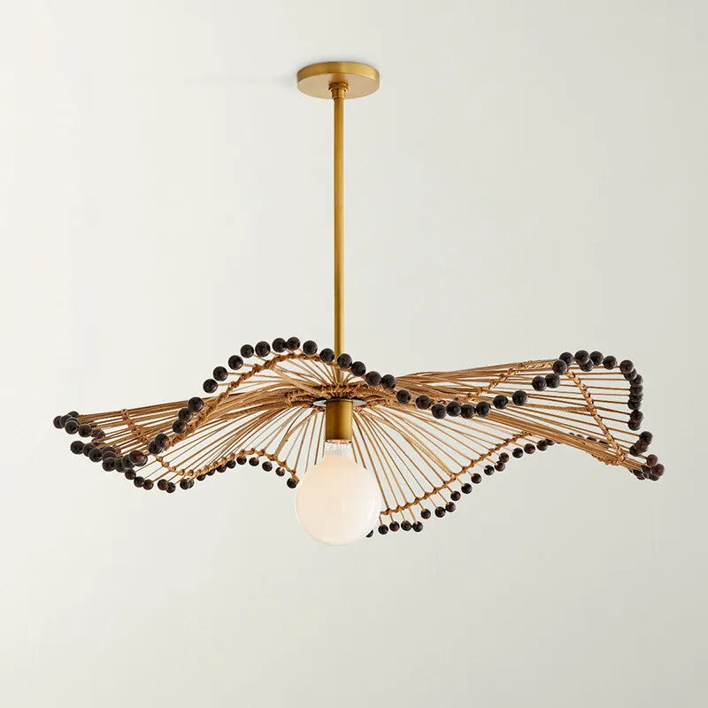 Japanese Bamboo Woven Pendant Lamp - Artistic Rattan Lighting Fixture for Restaurants, Bedrooms, and Retro Decor