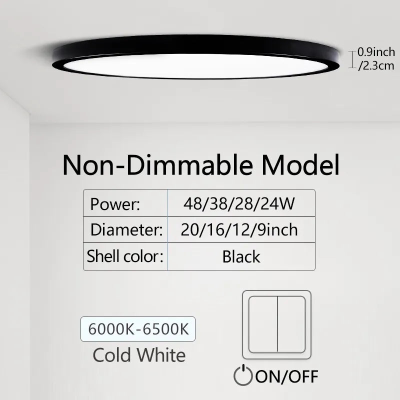 Ultra-Thin LED Ceiling Light - Modern 20-Inch Large Ceiling Lamp with Dimmable Brightness - AC85-265V Panel Light for Room