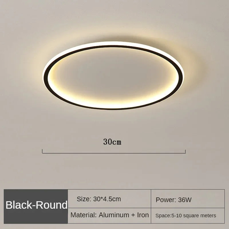 Nordic Minimalist LED Ceiling Light - Perfect for Bedroom, Living Room, Aisle, Study Room, Balcony - Circular Remote Control Chandelier for Stylish Lighting