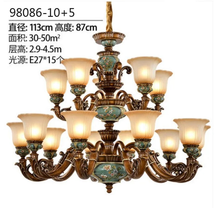 New European Vintage Resin Chandelier - Create a Luxurious Atmosphere in Your Villa, Restaurant, or Bedroom