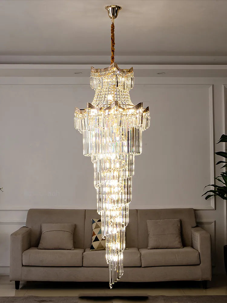 New Design Villa Living Room Crystal Chandelier - Grandeur for High Ceilings, Hotel Lobbies, and Staircase Illumination