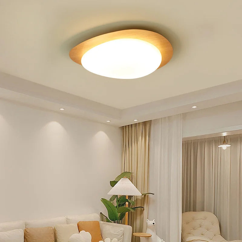Modern Retro Wood Color Ceiling Lamp - Perfect for Bedroom, Restaurant, Kitchen, and Study - Stylish Cobblestone Decoration Light - Ideal for Balcony and Indoor LED Lighting
