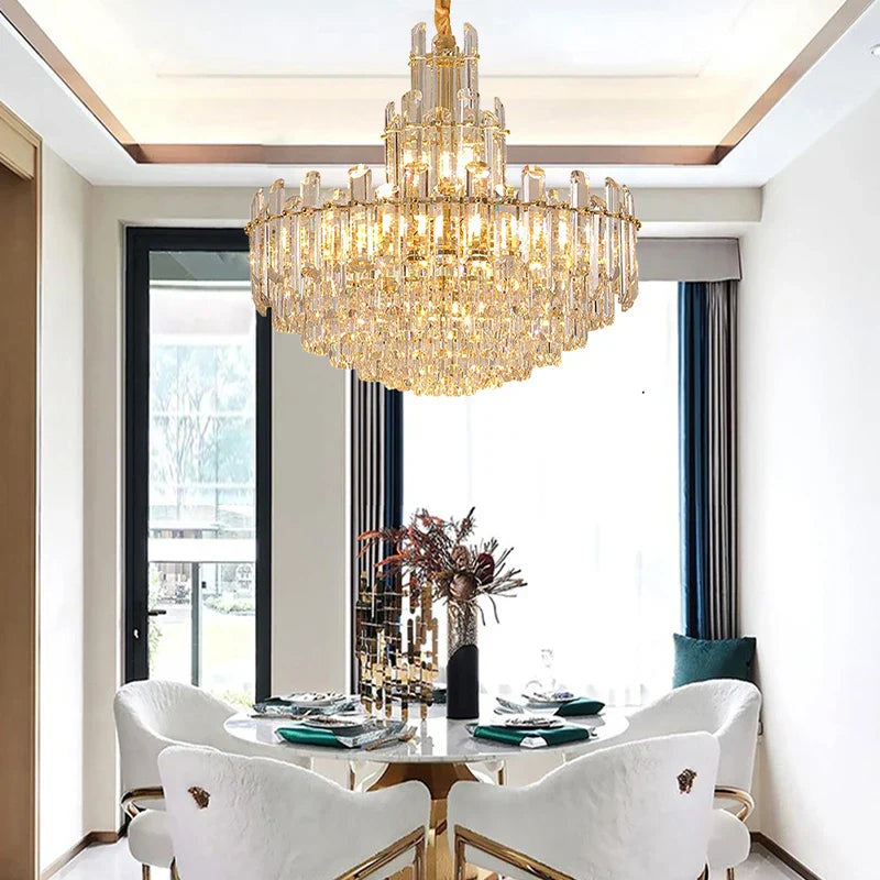Luxury Gold LED Crystal Pendant Lights - Artistic Ceiling Decor for Maison-Inspired Living Spaces