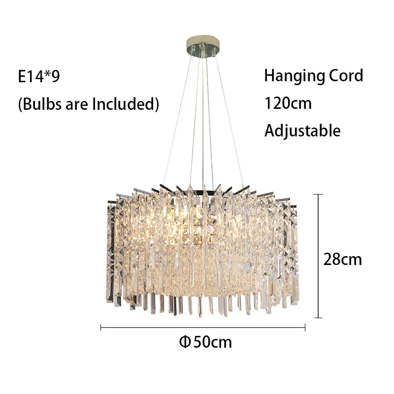 Elegant Modern Crystal Chrome Chandelier - A Luxury Glossy Fixture for Living Rooms, Bedrooms, and Dining Room Decor