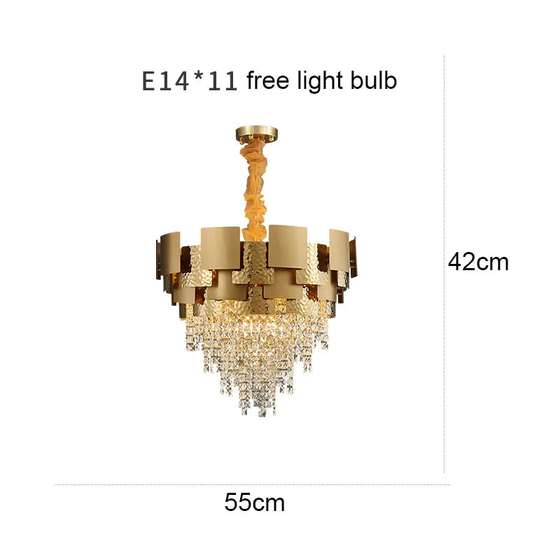Modern Golden Stainless Steel Chandelier - Elegance for Living and Dining in Villas and Duplex Buildings