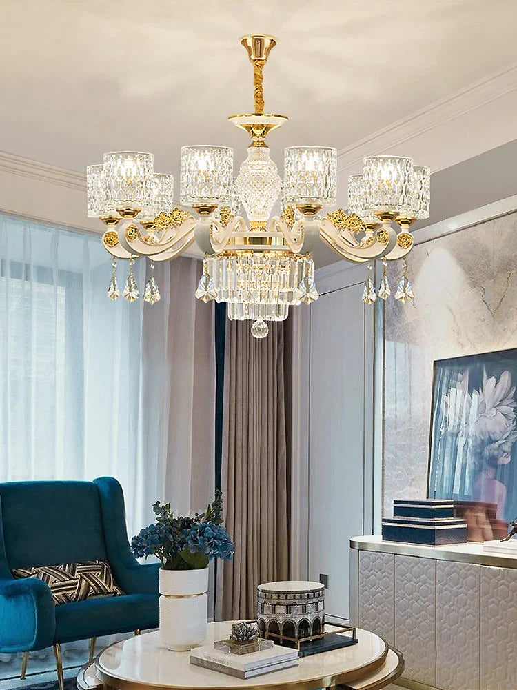 Elegant European Style Crystal Chandelier - A Light Luxury Atmosphere Fixture for Living Rooms, Bedrooms, Dining Areas, and Villas