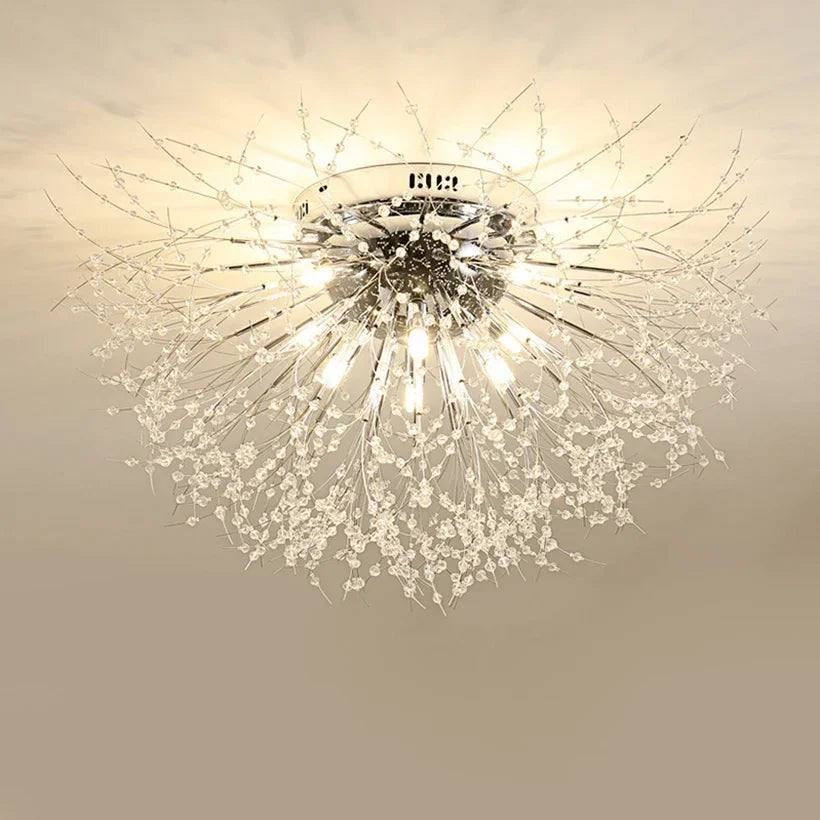 Nordic Dandelion LED Chandelier Ceiling Lamp - Sparkling Ball and Snowflake Ceiling Lights - Perfect for Living Room, Bedroom, and Dining - Indoor Lighting