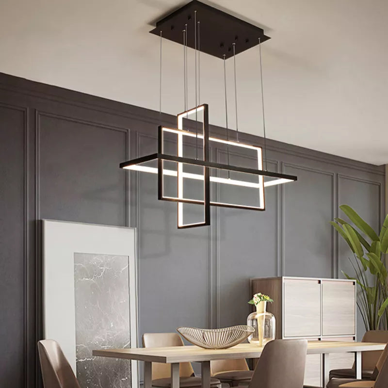 Sleek LED Rectangular Chandelier Light - Perfect for Kitchen, Dining, Living Room, and Bedroom Decor