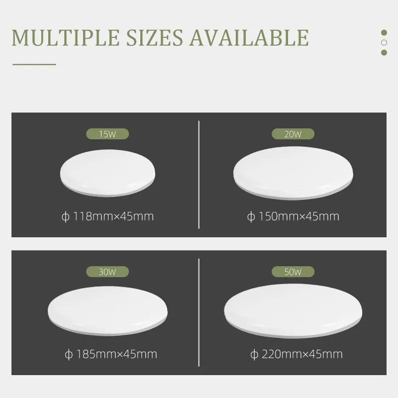 Round LED Ceiling Lights - Modern Ceiling Lamp for Living Room, Bedroom, Kitchen, Balcony, and Corridor - Available in 15W, 20W, 30W, and 50W