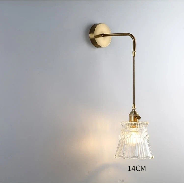 Modern Glass Wall Sconce Light Fixture - Elegant Bedroom, Restaurant, and Corridor Decor with Copper Flower Plug