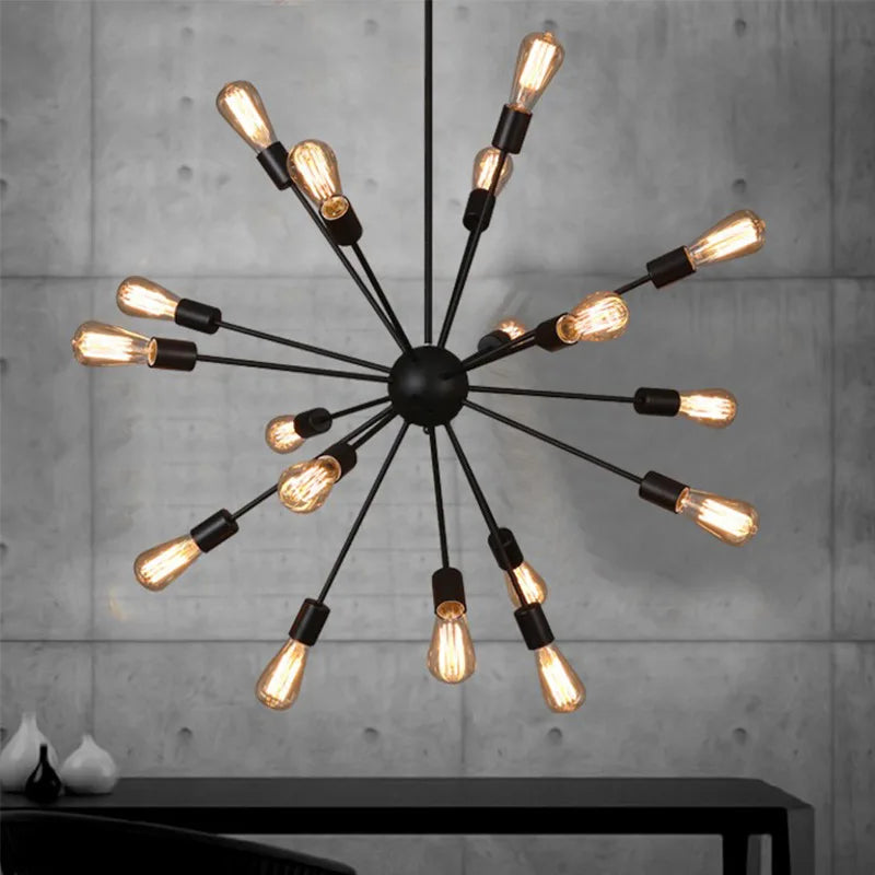 Anna's Vintage Industrial Loft Chandelier - LED Retro Iron Fixture for Kitchen and Living Room