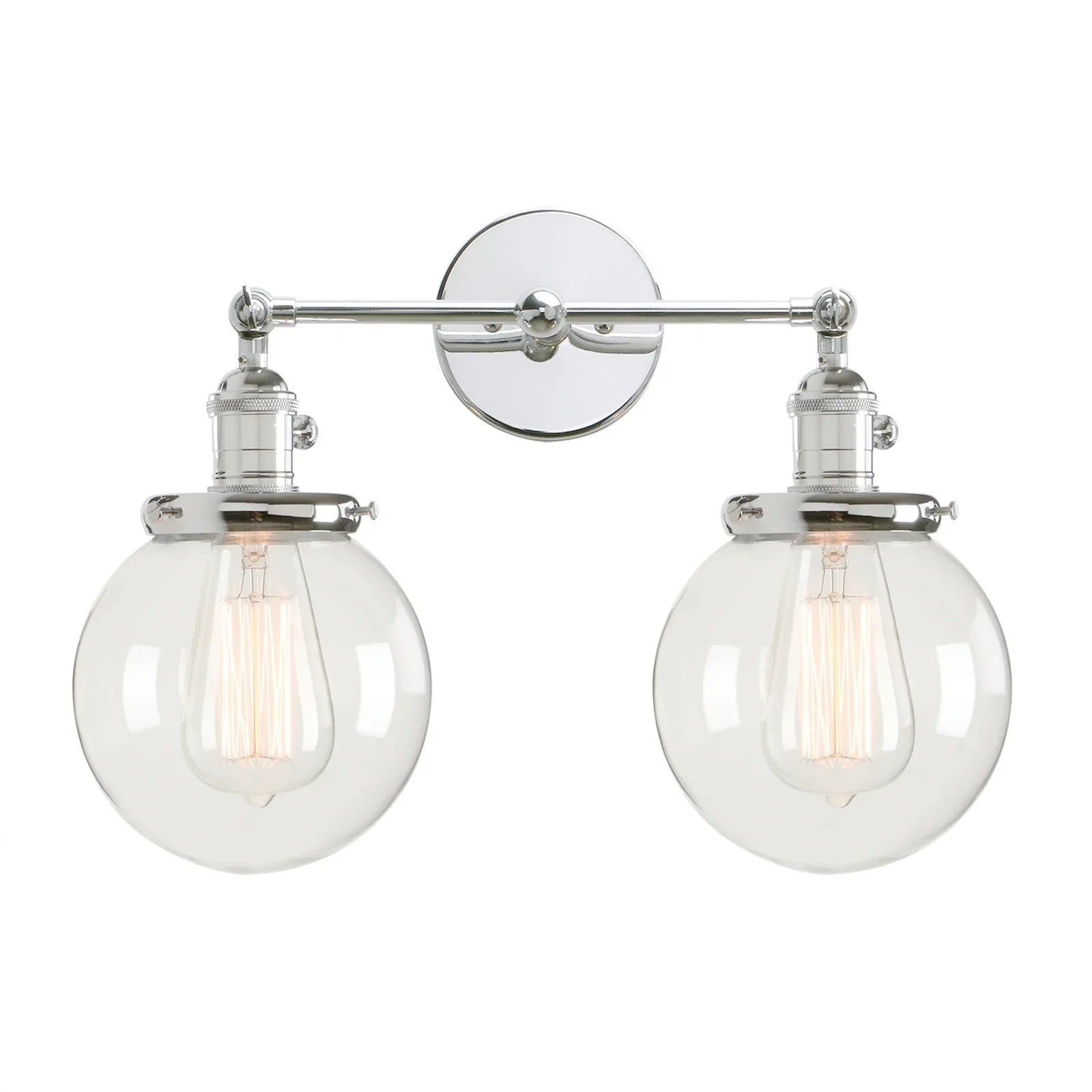 Phansthy Vintage 2 Light Wall Sconce - Industrial Wall Light with Dual 5.9 Inches Globe Glass Lampshades