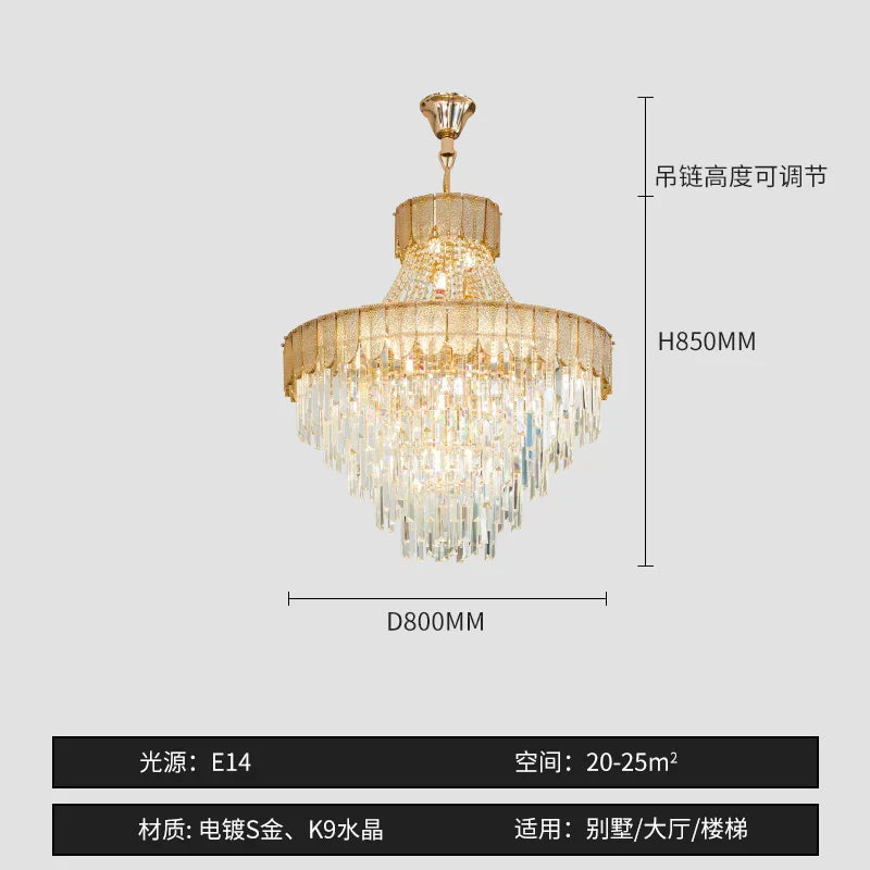 High-End Crystal Chandelier - Artistic Lighting for Living and Dining Spaces, Luxury Hotels, and Duplex Homes