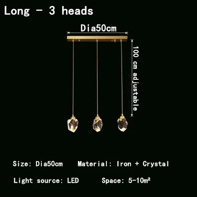 Nordic LED Crystal Pendant Lights - Elegant Chandelier for Living Rooms, Bedrooms, Kitchens, and Home Decoration