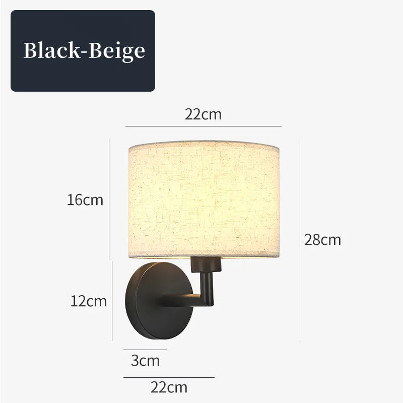 Bedside Wall Lamp with Rotating Spotlight - Modern Fabric Lampshade Reading Wall Sconce for Bedroom Home Decoration with LED E27