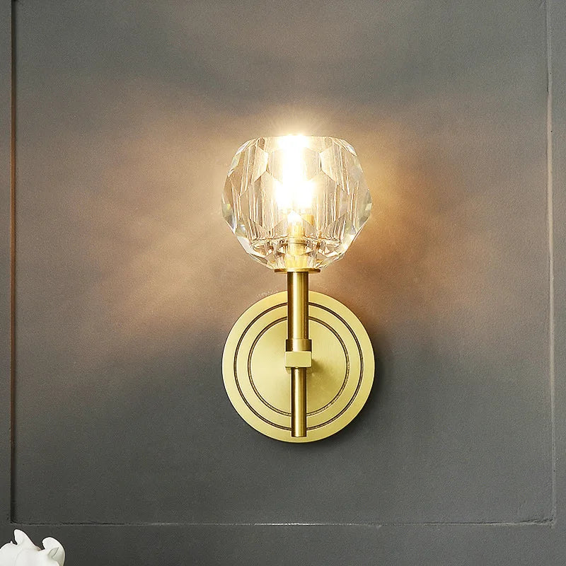 Olivia - All Copper Wall Lamp Crystal Bedside Lamp Living Room Postmodern Minimalist Bathroom Bedroom Lamp Aisle Lighting