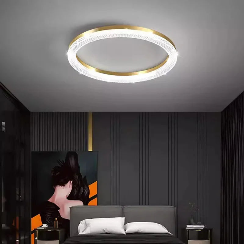 Nordic Gold Ceiling Light - Round/Square LED Ceiling Lamps - Ideal for Study, Living Room, Dining Room - Luxurious Room Lighting Lustre for Home Decor