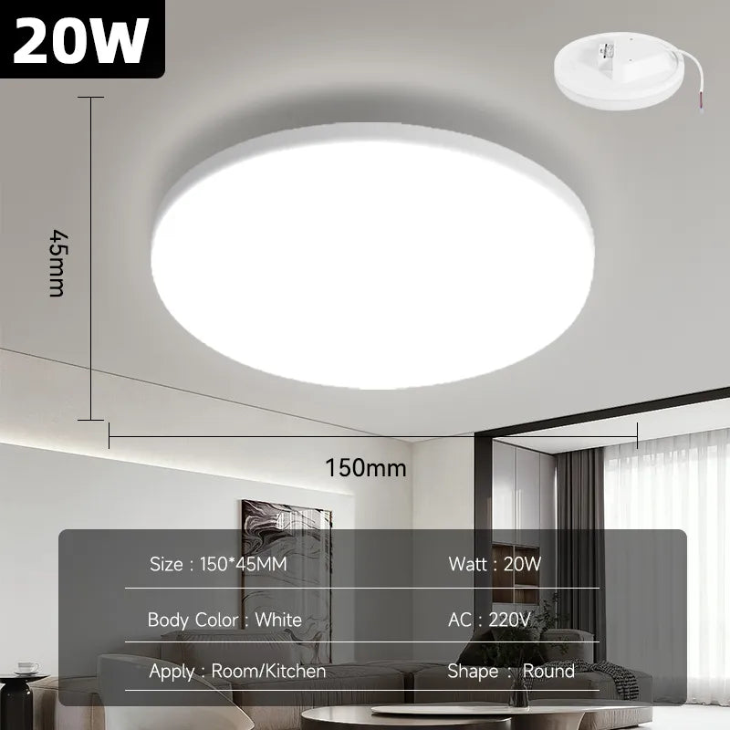 Round LED Ceiling Lights - Modern Ceiling Lamp for Living Room, Bedroom, Kitchen, Balcony, and Corridor - Available in 15W, 20W, 30W, and 50W