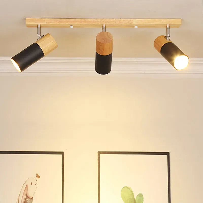 Rotatable Wooden Ceiling Lights - Adjustable Spotlight for Living Room, Bedroom, Dining Room, and Cloakroom