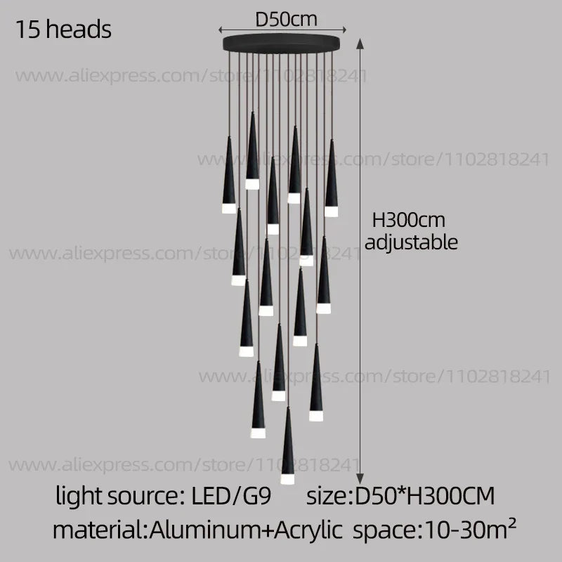 Contemporary Stair Chandelier - Elevate Your Duplex Apartment with Nordic Loft Elegance