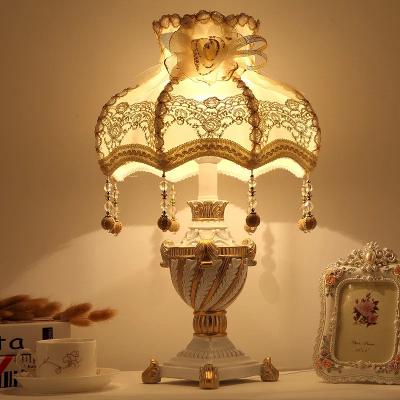 Luxury European Table Lamp - Mediterranean Style Night Desk Light for Bedroom and Living Room