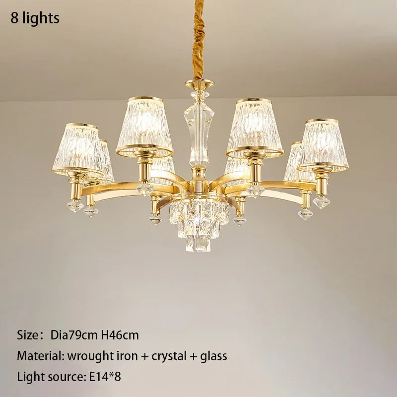 Elegant European Style Crystal Chandelier - A Modern Light Luxury Fixture for Living Rooms, Bedrooms, and Dining Areas