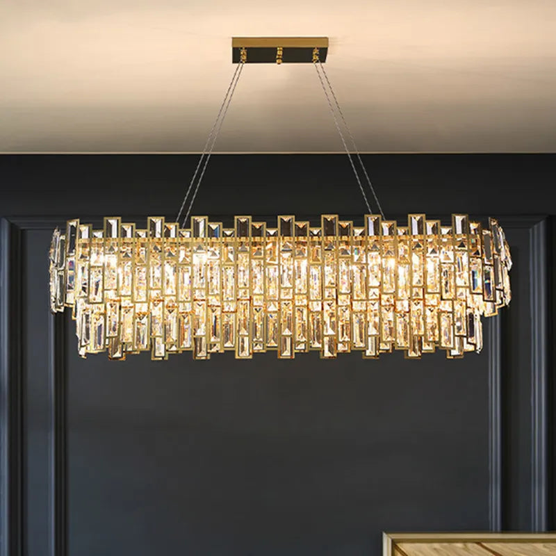 Luxury Golden Crystal LED Ceiling Lamp - Modern Round Ceiling Chandelier for Dining and Living Rooms