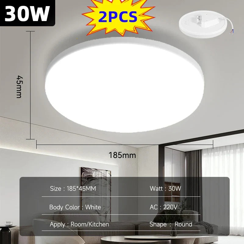 Round LED Ceiling Lights - Modern Ceiling Lamp for Living Room, Bedroom, Kitchen, Balcony, and Corridor - Available in 15W, 20W, 30W, and 50W