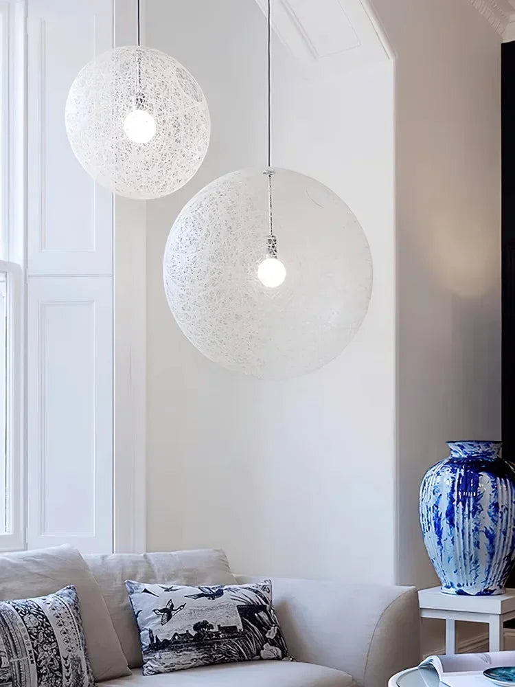 Nordic Rattan Weaving Spherical Chandelier Led Pendant Lights For Living Room Loft Hanging Lamp Home Decorations Lustre Fixtures